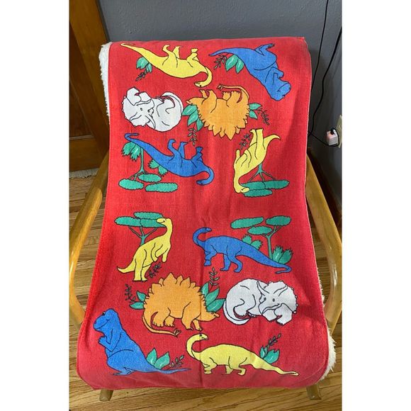 unknown Other - Childrens vintage dinosaur bath towel